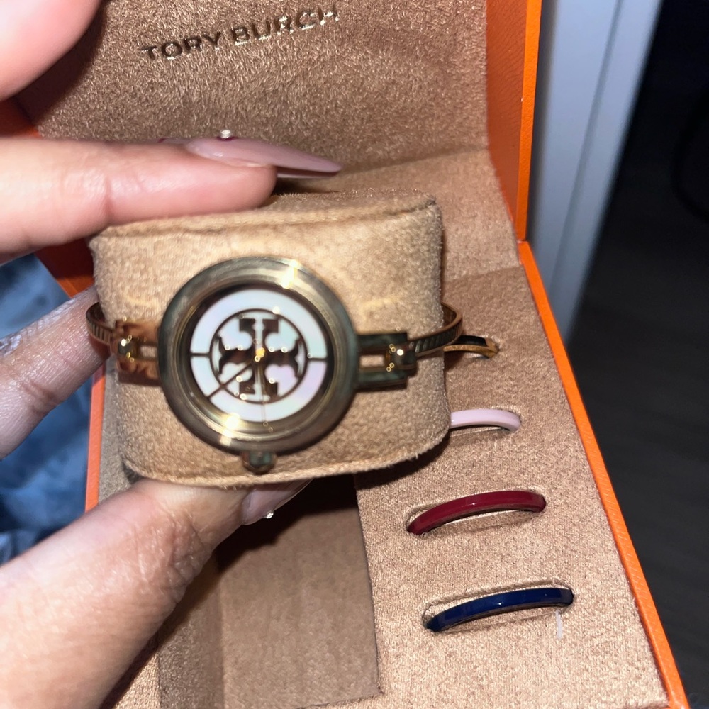 Tory Burch Gold Watch Set with Interchangeable Bands - Picture 3 of 5